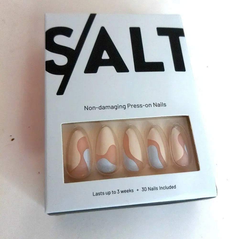 SALT Non Damaging Press On Nails Wave Beach Medium Almond
